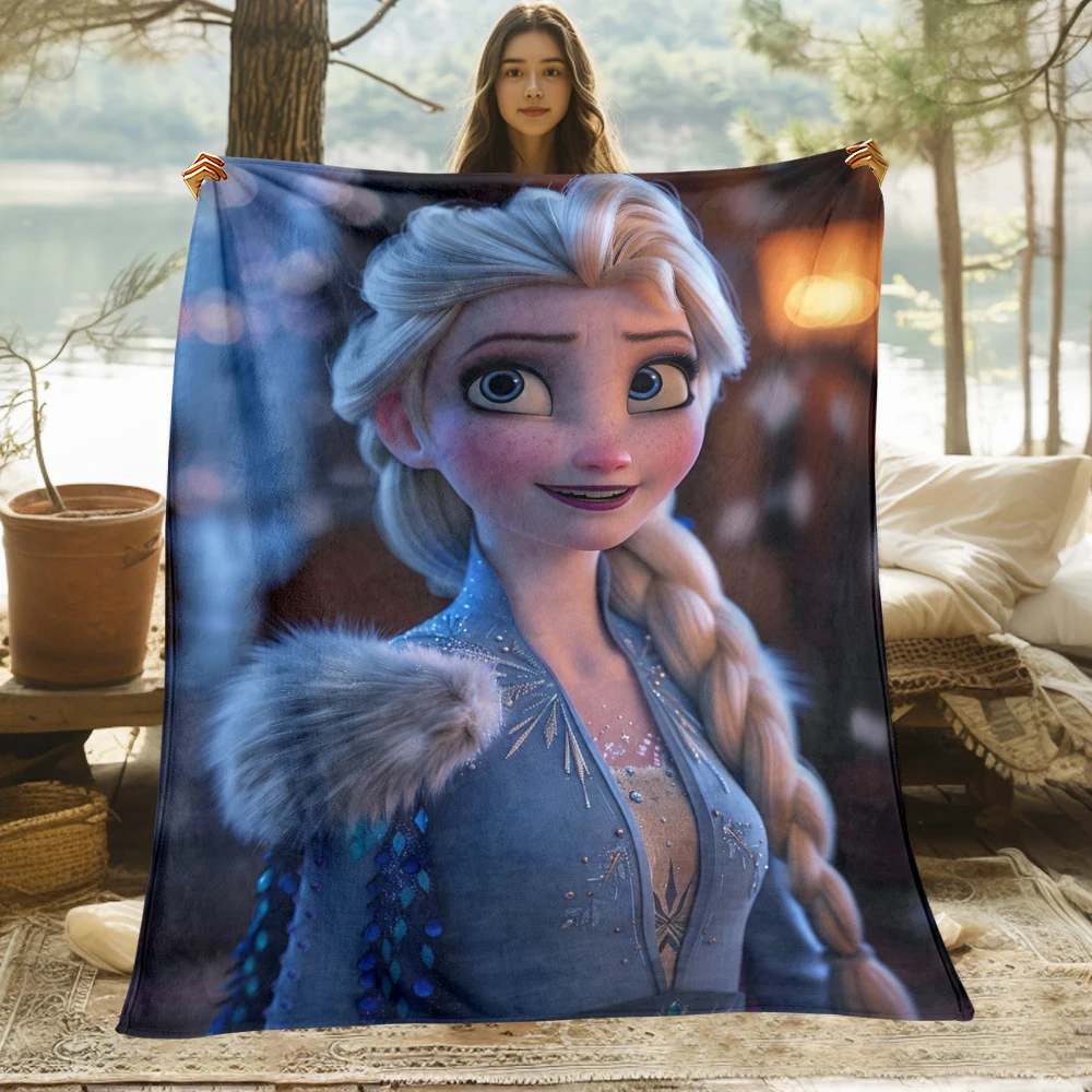 Frozen Elsa Cute Cartoon HD Art Print Blanket.Warm Flannel,Bedroom,Living Room Sofa,Bed,Chair,Gifts,Picnics,Trips,Camp,Blankets. 4
