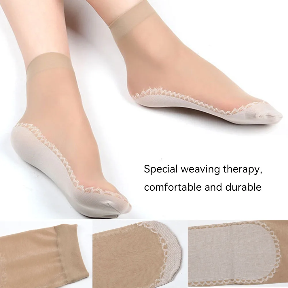 10/30pairs Women Silk Sock Anti-snagging Summer Transparent Socks Cotton Sole Non-slip Seamless Thin Nylon Socks Breathable Sock