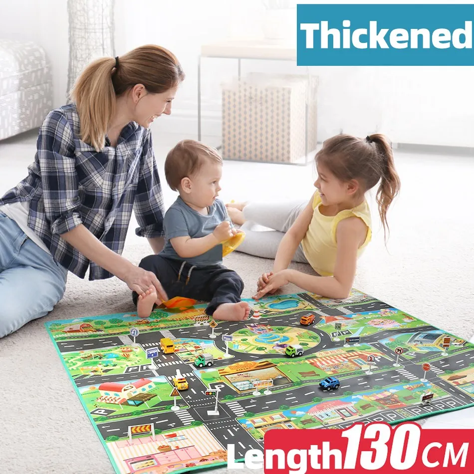 Children Playmat Boys Girls Educational Non-Toxic Rugs Baby Interactive Thickened Carpet Kids Portable Toys Space Building Map