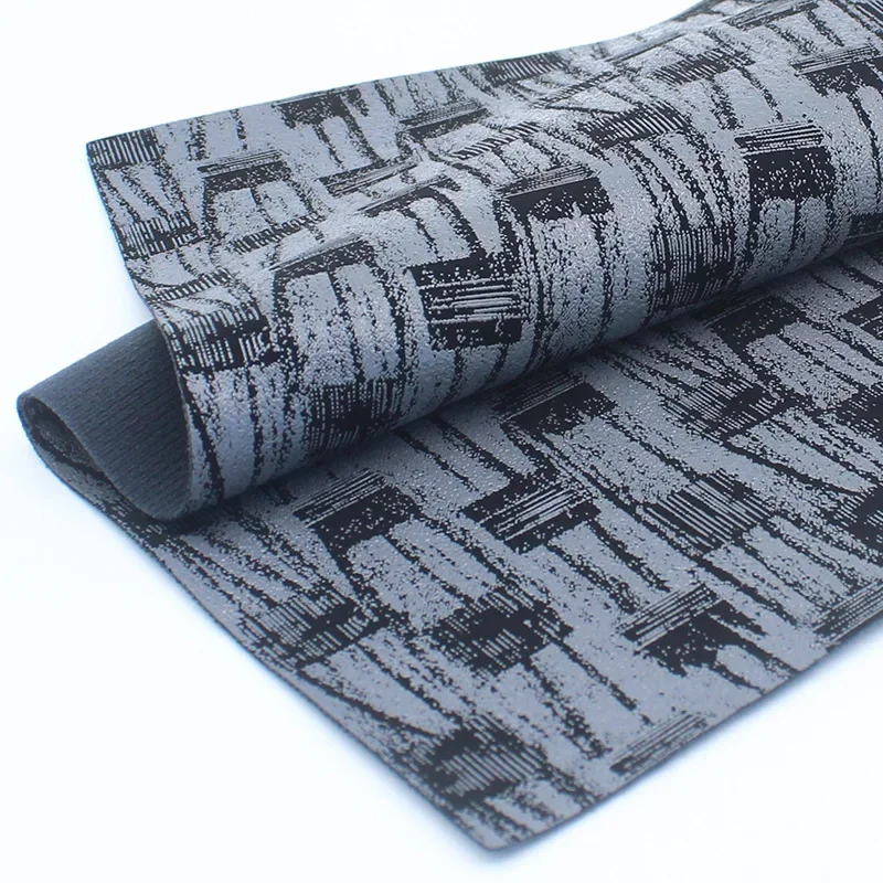 New 0.75mm Patterned PU Leather Artificial Cotton Flocking Base Printing Artificial Leather For Handbag Shoe Material
