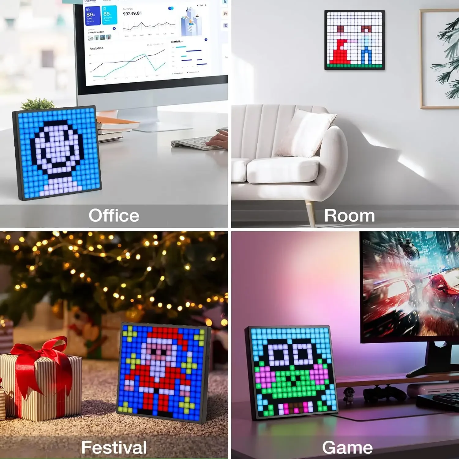 Smart LED Matrix Pixel Screen Display APP Control Programmable Night Light Digital Pixel Photo Frame Game Room Decor Art Display