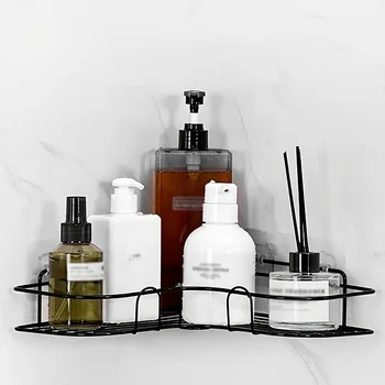1pc Wall Mounted Bathroom Shelf, Shower Caddy Rack, No Punching Triangle Storage Rack For Bathroom Kitchen, Bathroom Accessories 2