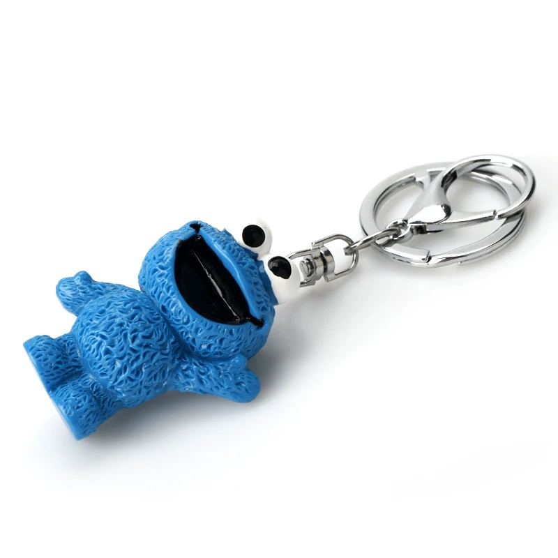 Anime Keychain Cartoon Anime Sesame Street PVC Figure Keychain Cookie Monster Doll Toys Pendant Key Chain For Children Kid Gift