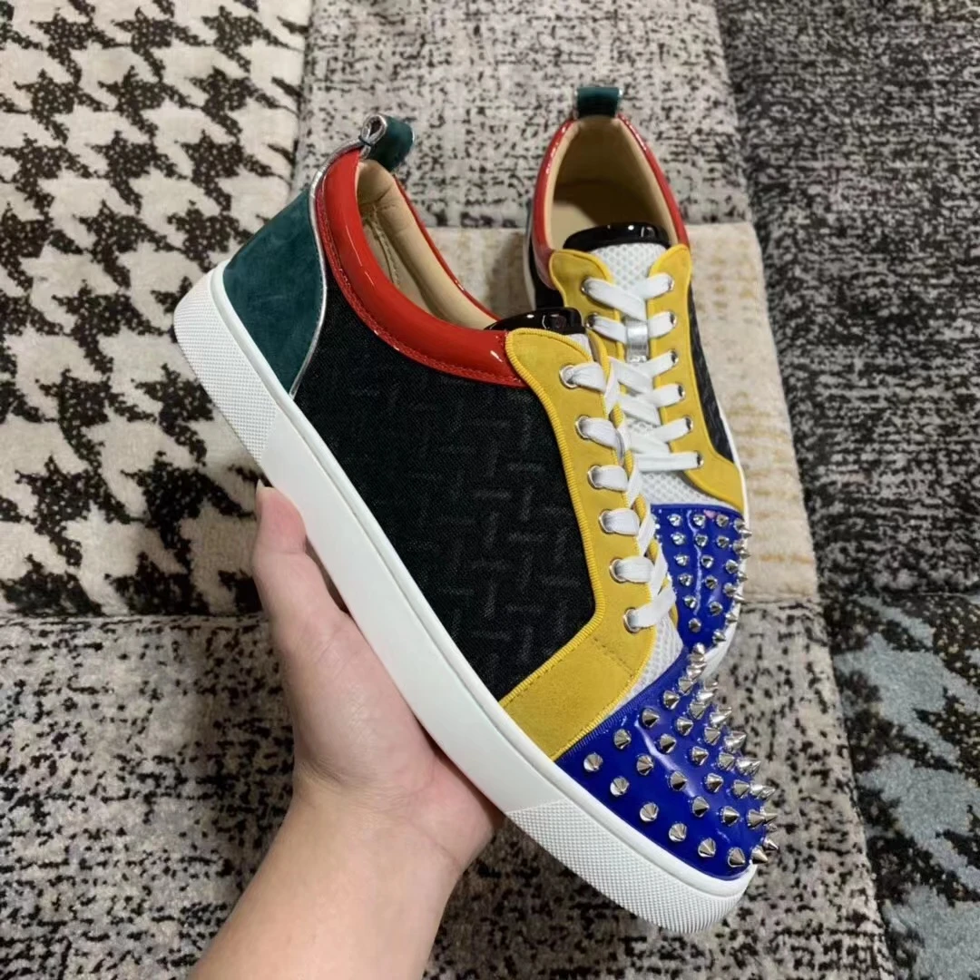 Designer Shoes Luxury Shoes, Red Sole Shoes Men's Women's Rivet Flats 38 48  Size| | - AliExpress
