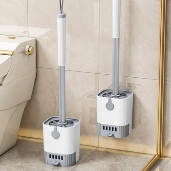 1 set scopino per WC con supporto montato a parete manico lungo flessibile scopino per la pulizia della tazza del WC prodotti per la pulizia del bagno 1