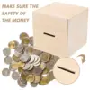 4Pcs Square Wooden Piggy Bank Cube Money Boxes Kids Coin Saving Box Children Change Container Storage Bank Home Decor 2