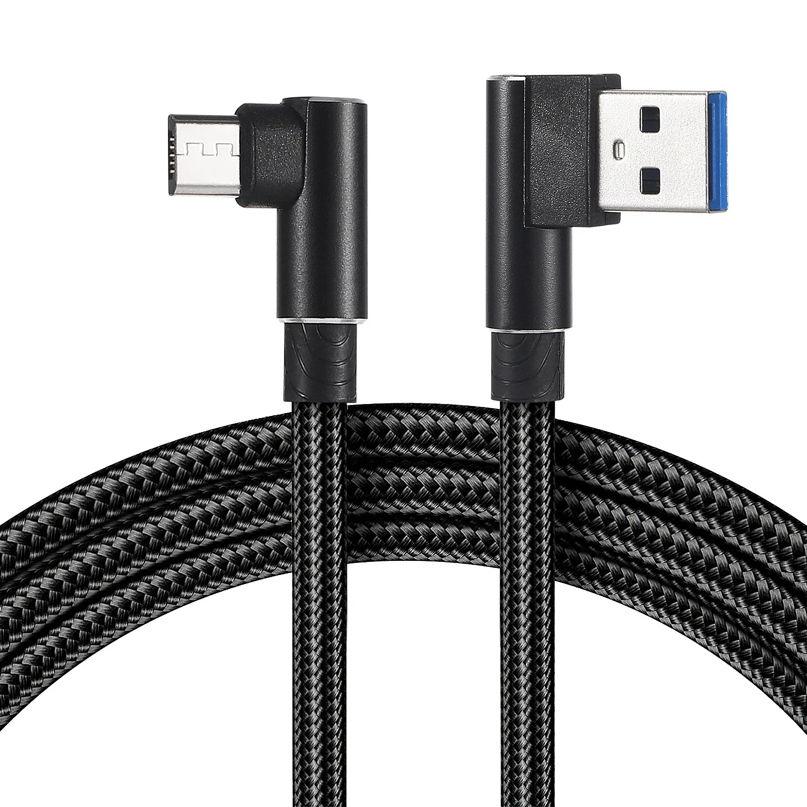 1M 마이크로 USB 케이블 직각형 브레이디드 고속 충전 싱크 엉킴 방지 나일론 코드 90도 USB 충전 케이블 (휴대폰용)