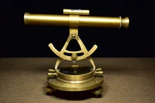

9" Chinese Folk Collection Old Bronze brass Genuine Leather Monocular telescope spirit level compass three-purpose office