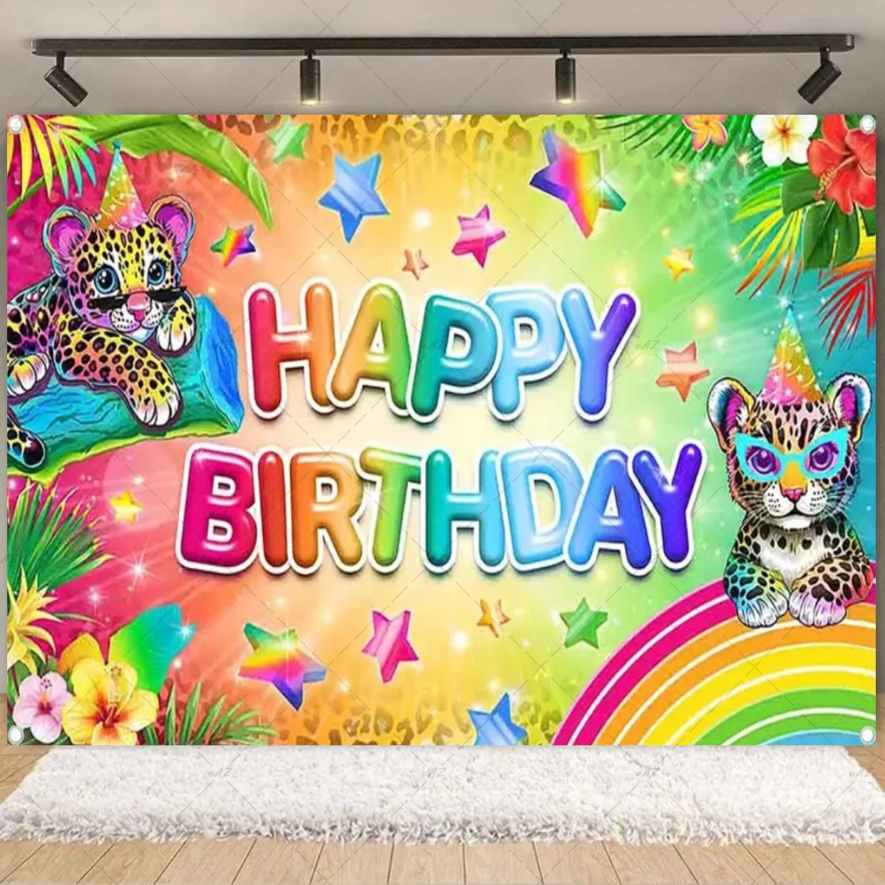 Goldener glänzender Leopardenmuster-Hintergrund, Geburtstag, bunter rosa Leopardenmuster, Partydekoration, Fotografie-Hintergrund, Geschenke für Mädchen und Jungen – Detail 12
