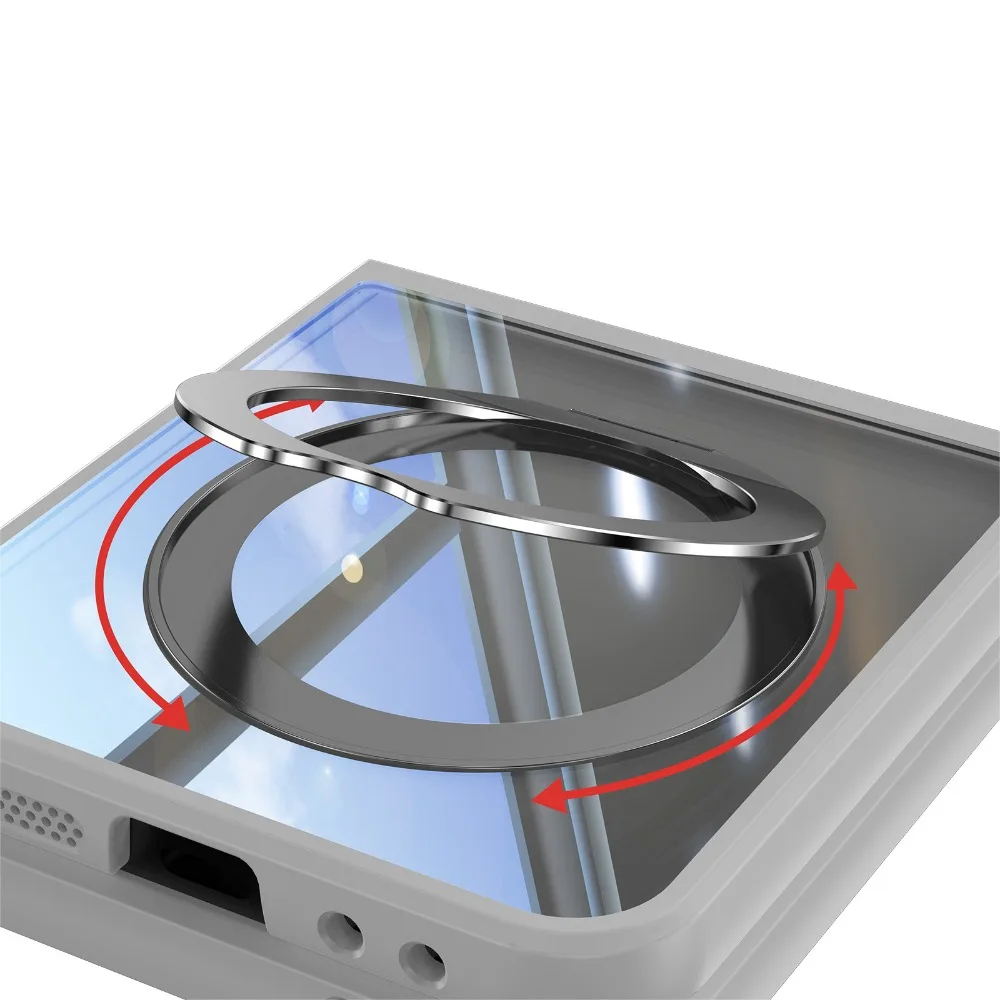 360° Spin Magnetic Ring Holder Kickstand Phone Case - TPU+PC Clear Cover