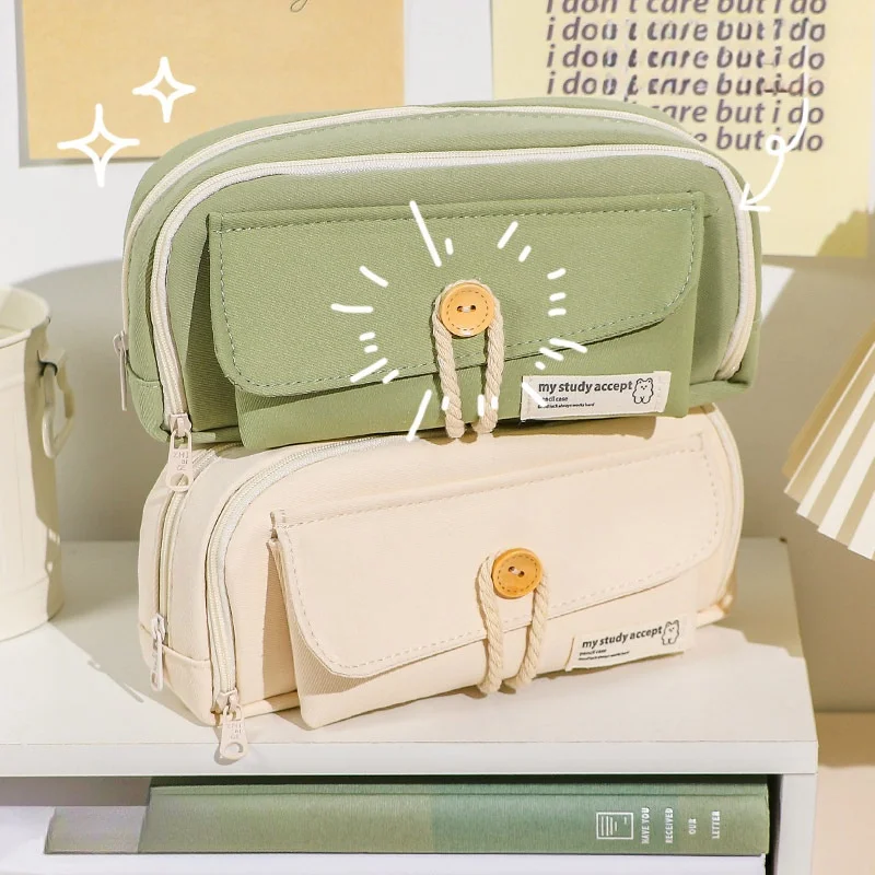 

1 шт., креативный милый карандаш в Корейском стиле, вместительная простая коробка для ручек, школьная Эстетическая канцелярская сумка для девочек