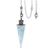 pendulo adivinacion profesional para radiestesia de cuarzo de Aguamarina de resina de 7 Chakras, piedra de Chip Natural, colgante de cristal para adivinación, curación, péndulos puntiagudos esoterismo productos X224 1