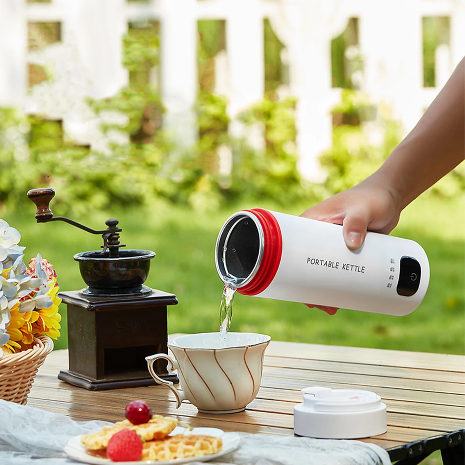 Portable Electric Kettle Insulated Electric Kettle Auto Shut Off Boil Dry Protection Milk Hot Water Boiler for Travel Car Office 2