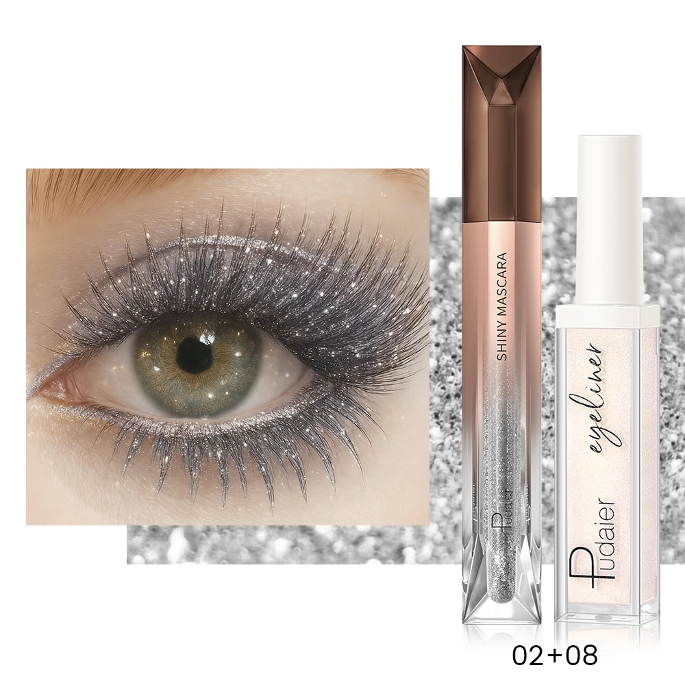 Wasserfeste Mascara Und Metallic Eyeliner Set Für Volumen_voghion.com