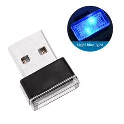Vibrant LED Interior Car Atmosphere Lights - Mini USB Neon Accent Lamp (Light Blue)