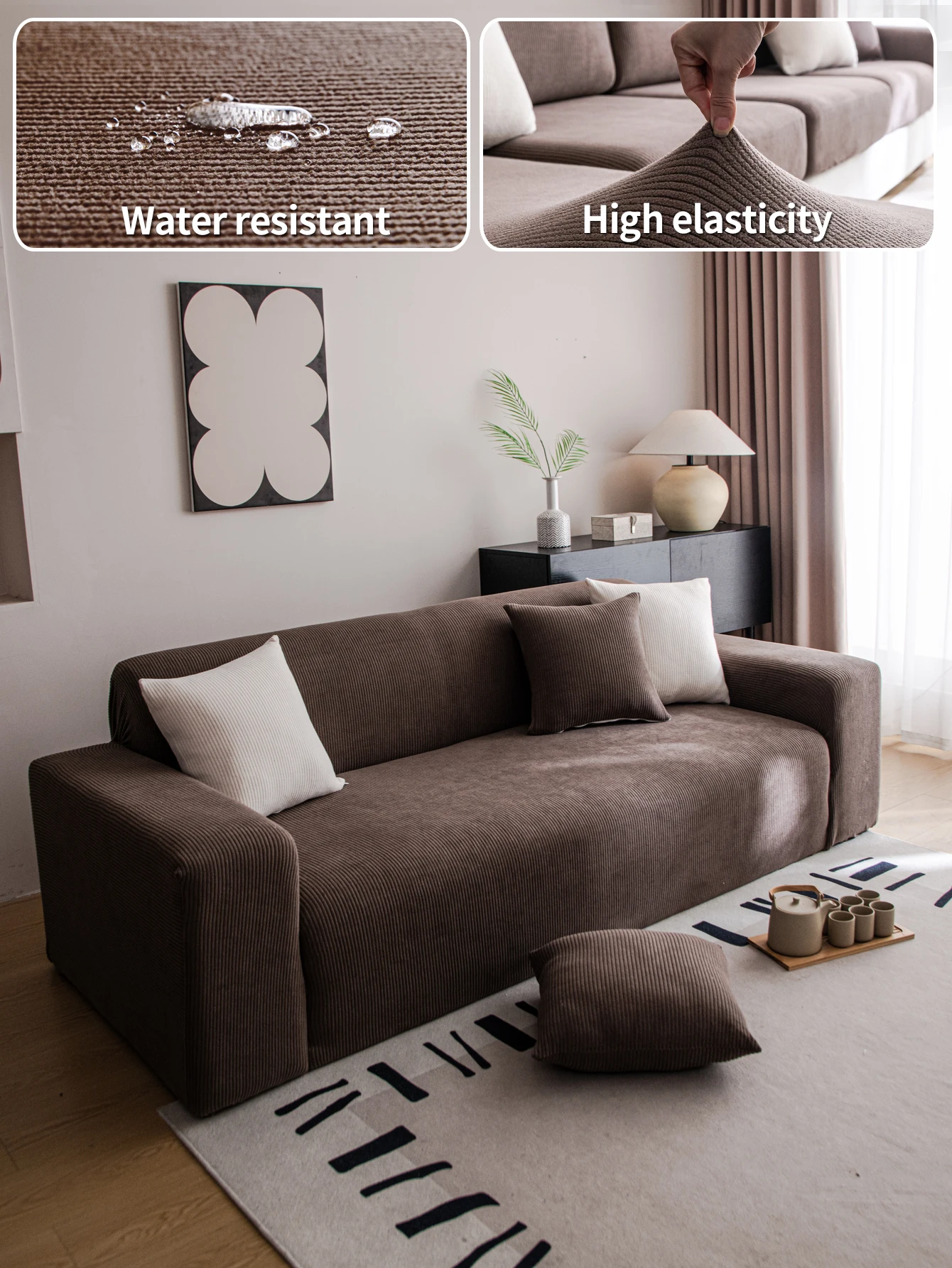 1pc Jacquard Sofa Cover Anti-Dirty Elastic Scratch-Resistant Couch Cover for Living Room 1 2 3 4 Seater L Shaped Full Set