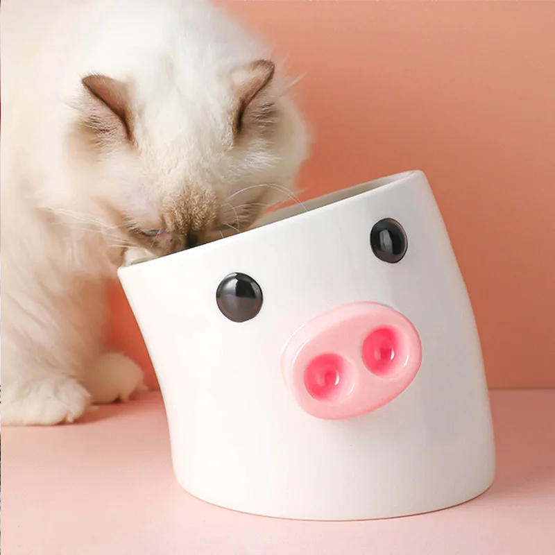 

Cute Ceramics Non Slip Cat Bowl Protection Spine Pet Food Bowl Anti Overturn High Foot Dog Cat Rice Bowl Water Bowl Pet Products