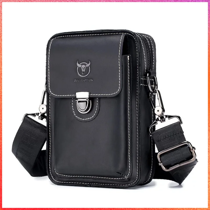 2024 Leather Men's Women 7inch Waist Bags Multi-function Casual Mobile Phone Purse Pocket Men's Outdoor Travel Belt Bags