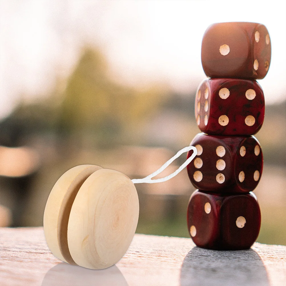 12 Pcs Wooden YoYo Balls Kids Toys Portable Size Unfinished YoYo Balls Diy Graffiti Playthings Cognitive Development Yoyo Hobby