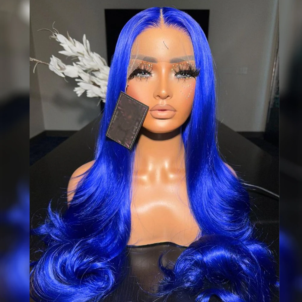 AIMEYA Synthetic Lace Front Wig For Women 26 Inch Long Blue Natural Wave Lace Frontal Wigs Cosplay Wig Heat Resistant Daily Wear дезодорант mon platin blue wave 80 мл