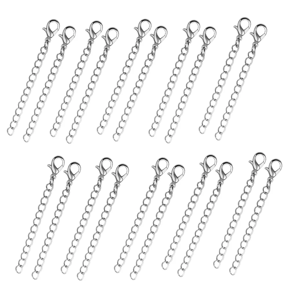 20pcs Necklace Bracelet Chain Extender Extension Chain with Clasp (Silver)