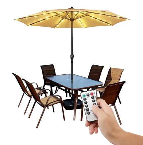 104 LED Parasol Garden Umbrella Light Outdoor Terrace Waterproof Solar Powered Lamp String for Garden Patio Fairy Lights Decor