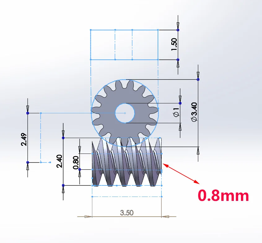 Electric Bike Gear Motor Gear Transmission Gear 0.2M 15T 0.8/1.0mm Shaft Hole Copper Metal Brass Worm Reduction Gear Set 1:87