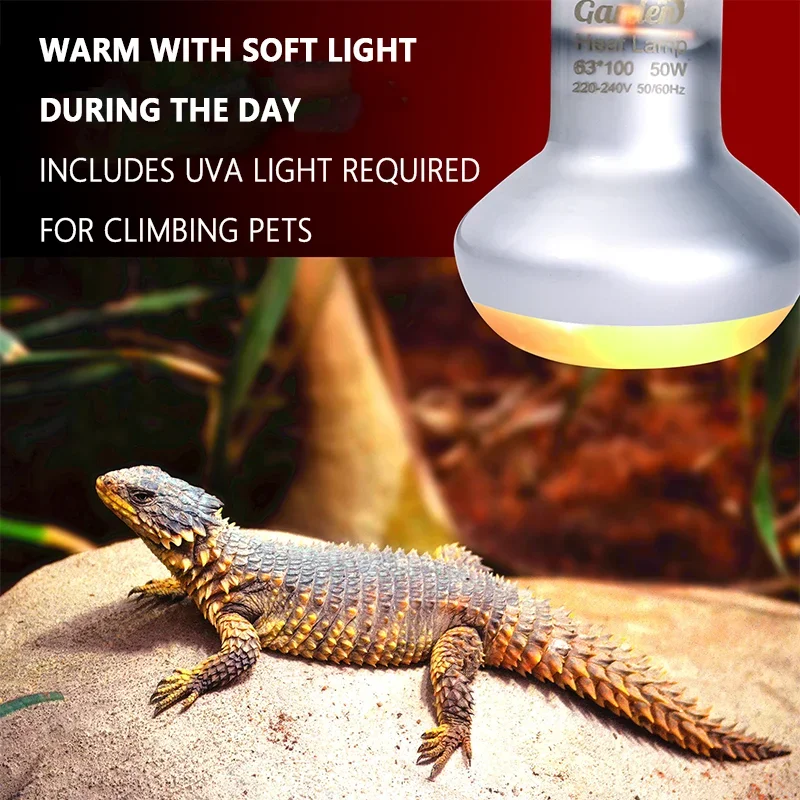 Pets Heating Lamp E27 Day Night for Amphibians Snakes Lamps Heat Reptile Bulbs UVA Light25W 50W 75W 100W Reptiles Lighting