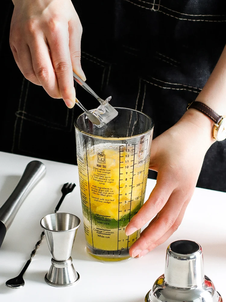 Description Picture 4 of itemCocktail Shaker 400ml Glass Transparent Cup Mixing Wine Glass Party Bar Bartender Hand Cocktail Stainless Steel Bartender Tools