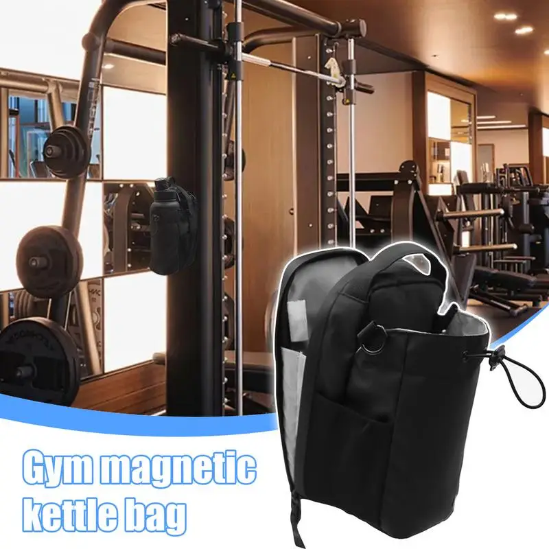 Magnetic Gym Bag Large Capacity Magnetic Carrier Bag With Phone Pocket Portable Gym Water Bottle Pouch Gym magnetic kettle bag 2