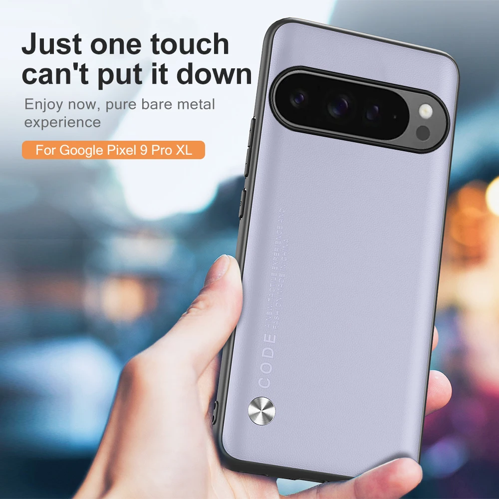 Luxurious Plain Leather Back Cover with Soft TPU Frame Protection