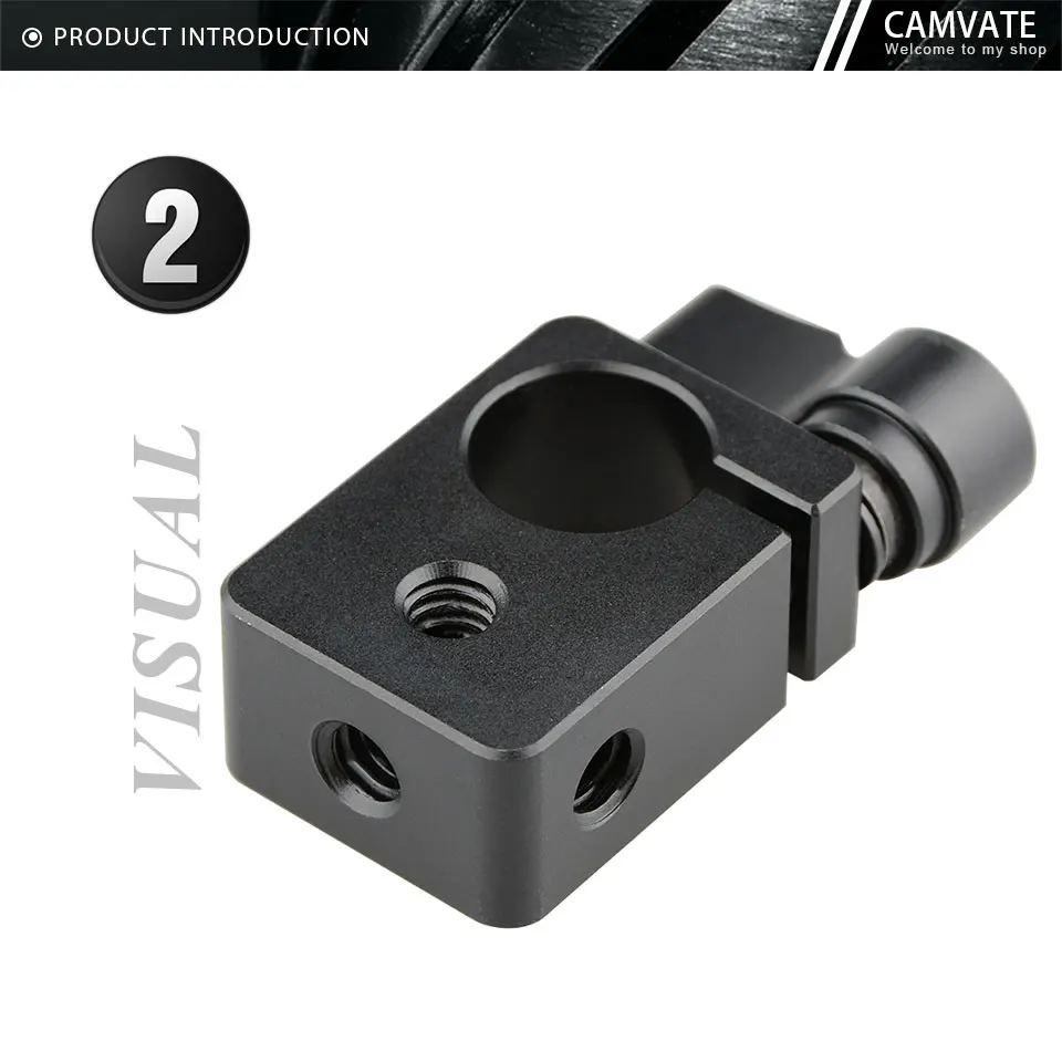 15mm Single Rod Clamp Adapter With Adjustable Khumbscrew & 1/4" Threaded Holes F