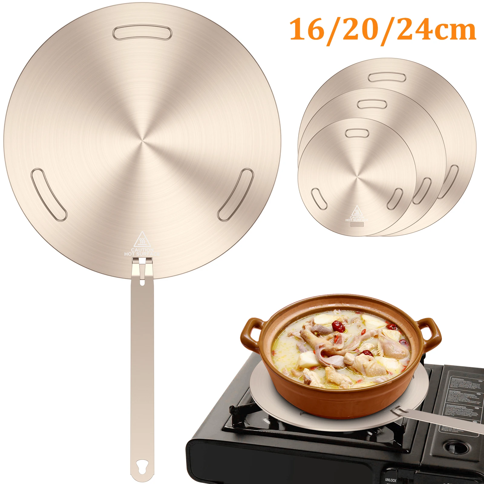 Heat Conduction Plate for Gas Stove Stainless Steel with Removable Handle
