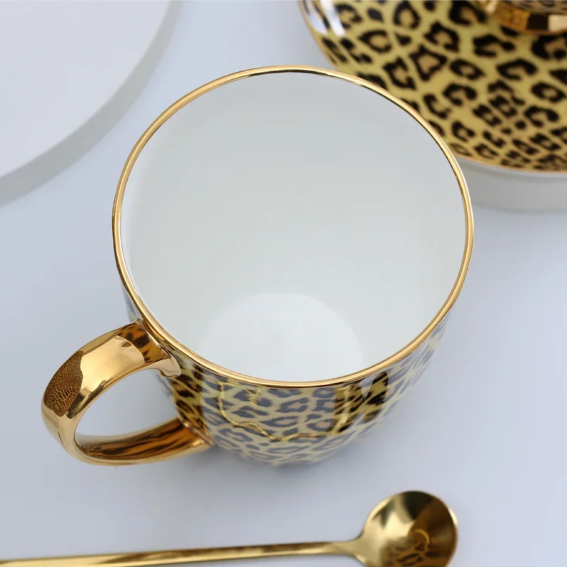 Porcelain Coffee Mugs and coffee cups Dinner Plate Sets Bone China Tableware Drinkware Leopard Luxury Designs