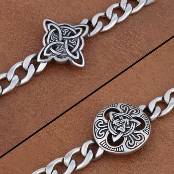 Bracciale a catena con nodo strega nordico alla moda Braccialetti con nodo celtico vichinghi in acciaio inossidabile di alta qualità per gioielli da uomo e donna 1