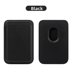 Leather Card Holder Wallet Case with Strong Magnetic Magsafe Back Pocket Cover (1 black)