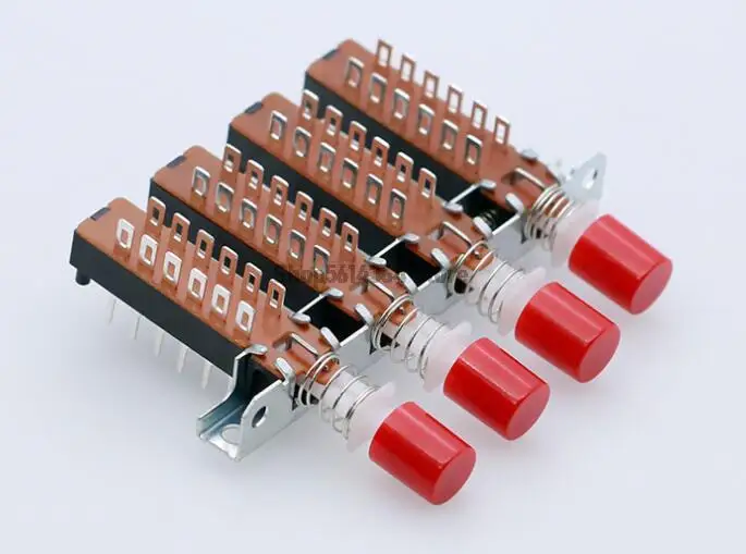 Interlock Push Button Switch Piano Type 4pdt 12 Pin 4 Row Switches