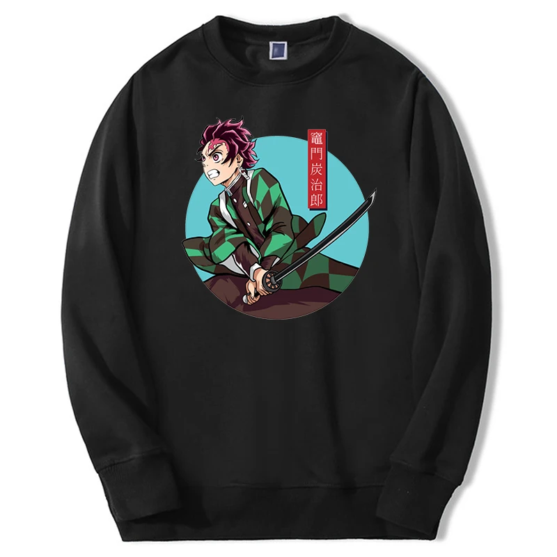 

Demon Slayer Japan Anime Male Simple Fabrics Hoodies Sweatshirt Tanjirou Nezuko Oversized Kimetsu no Yaiba Warm Sportswear Male