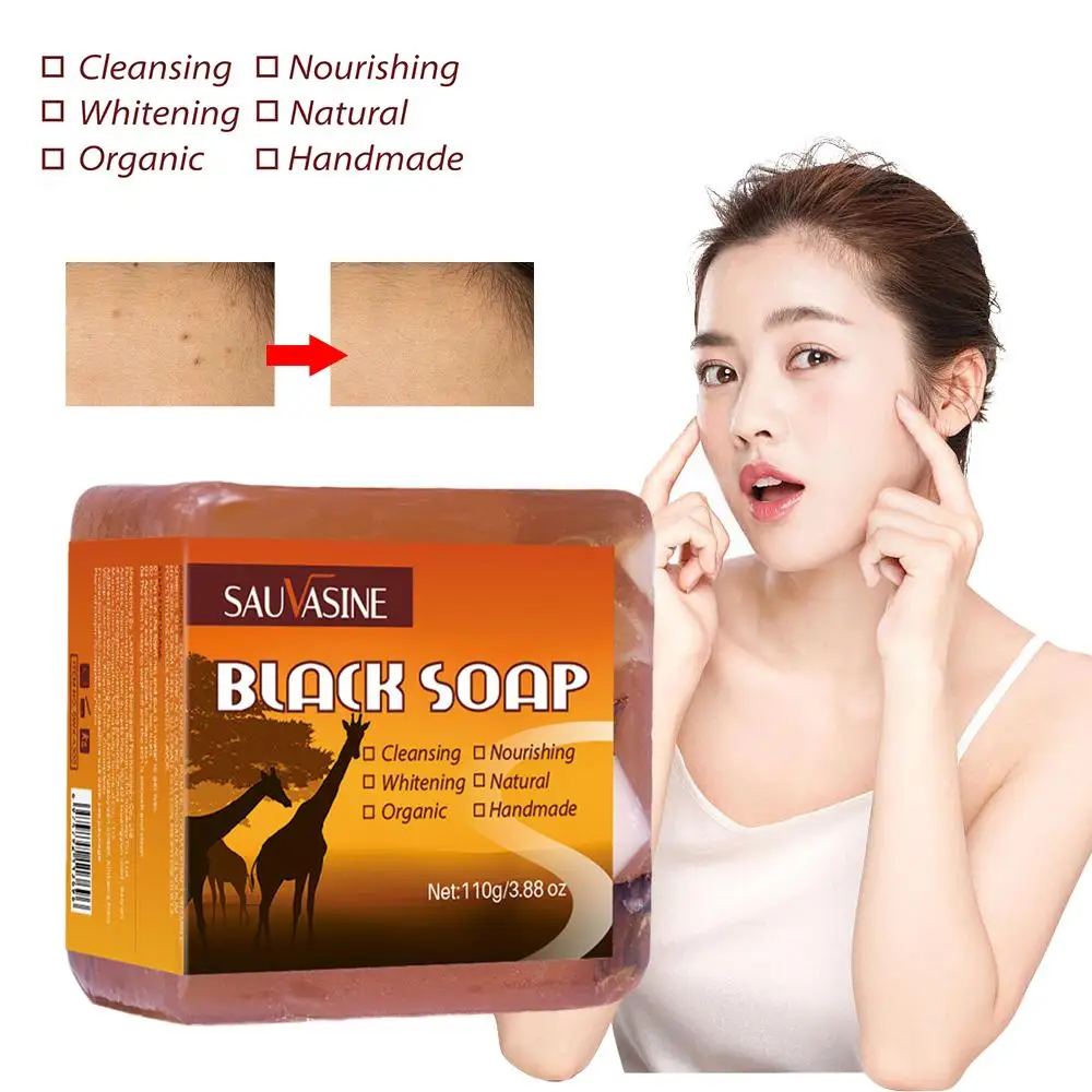 

African Black Soap Lightening For Black Skin Anti Taches Face Bath Whitening Nourishing Cleansing Soap for Women Dropshippi C7M5
