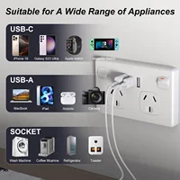 【ได้รับการรับรองจาก SAA】 ตัวแปลงปลั๊กชาร์จเร็วแบบหลายพอร์ต: ปลั๊กไฟ AC 2 ช่อง + USB-A 2 ช่อง + Type-C 1 ช่อง: ทนไฟและป้องกันการลุกลามของไฟ 5