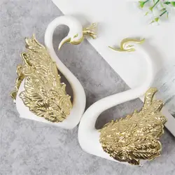 Mini Swan Couple Model Figurine Collectibles Car Interior Wedding Cake Decoration Wedding Gift for Guest Home Accessories