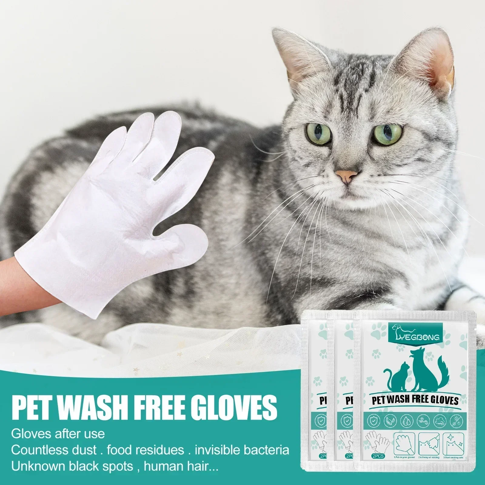 6pcs Pet Disposable Cleaning Gloves Wash Free Cats Dogs SPA Bath Supplies Massage Grooming Eye Wipe Gloves for Dogs & Cats pet grooming gloves