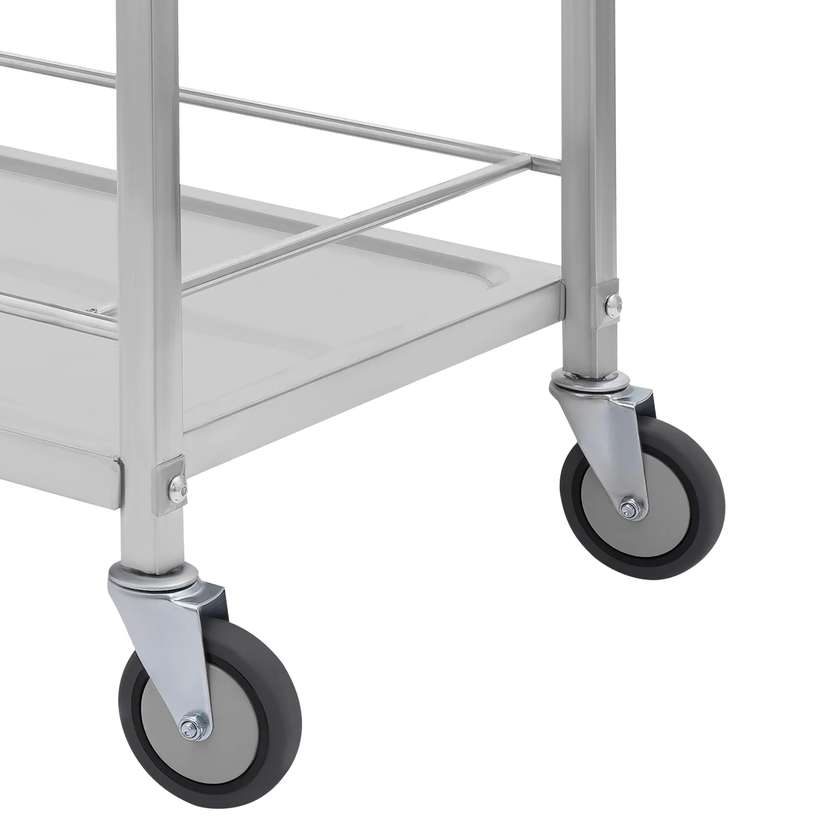 2-stöckiger Servierwagen mit Rollen & Bremsen, 75kg Schwerlast-Mobilwagen für Restaurant, Küche, Hotel, Servieren und Aufbewahrung – Detail 7