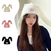 Rabbit Ears Knitted Woolen Hat Winter Thick and Warm Lambhair Ski Mask Beanie Hat for Women Balaclava Mask Beanies for Women 1