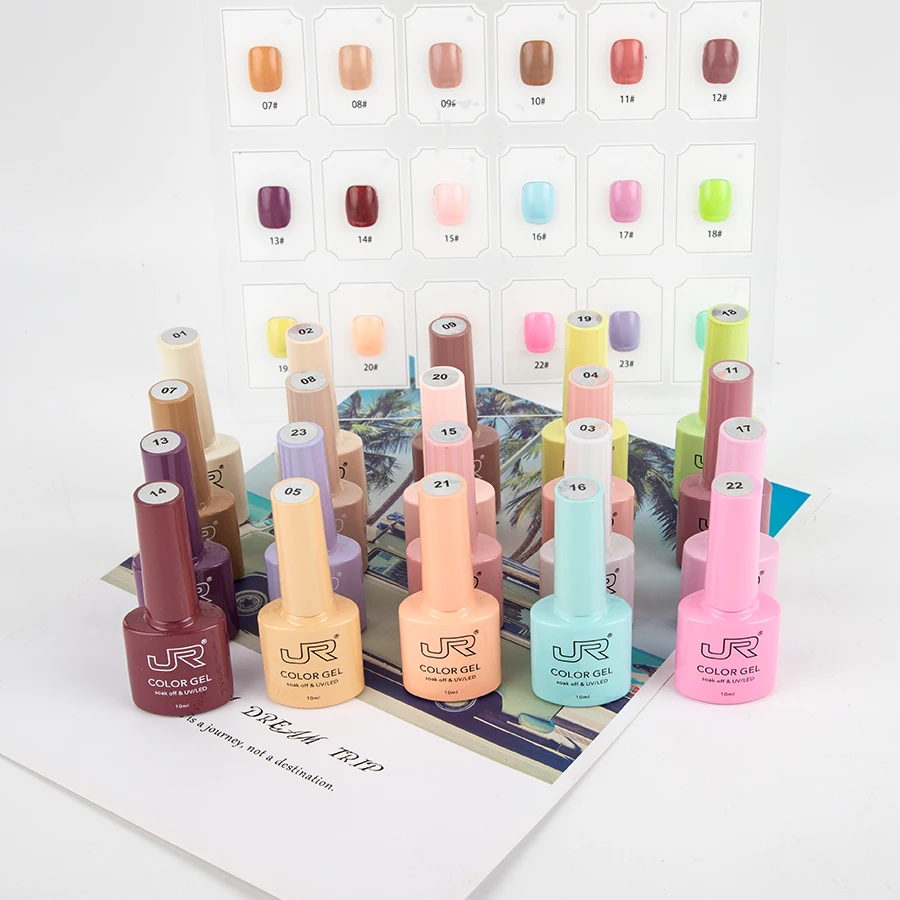 JR 28 pcs 10ml gel nail polish set Including 24 colors top coat base coat remover matte Gel Polish Kit UV LED Soak Off Polish Ho 3