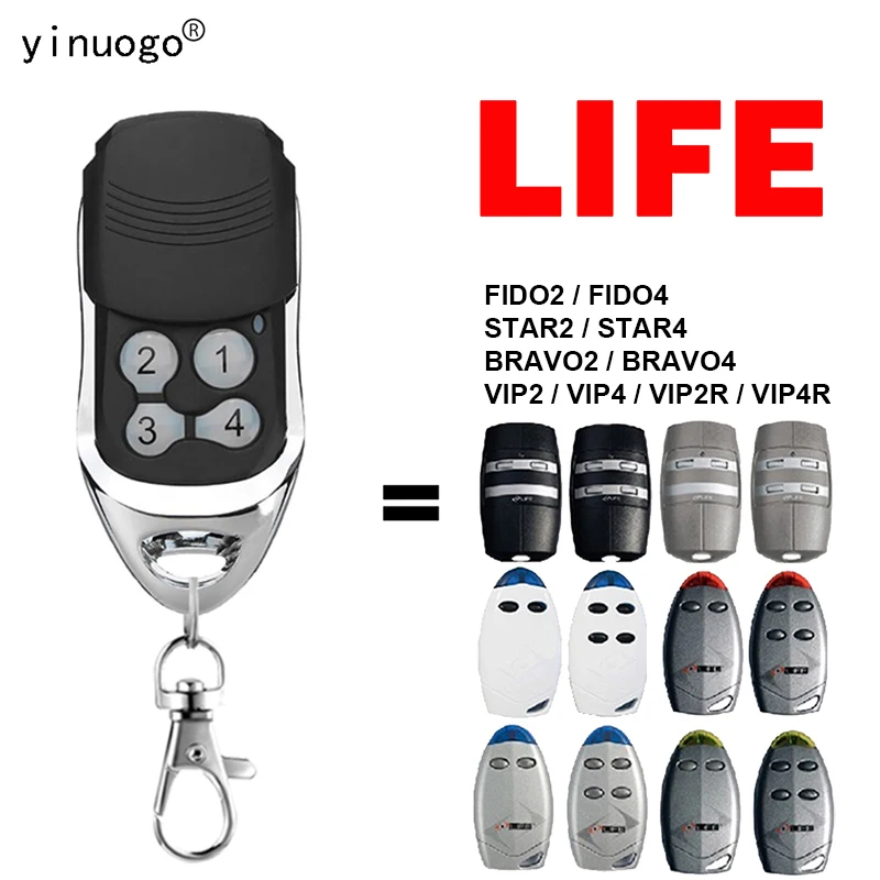 차고 문짝 오프너 명령, LIFE FIDO2 FIDO4 STAR2 STAR4 BRAVO2 BRAVO4 VIP2 VIP4 VIP2R VIP4R, 433.92MHz LIFE FIDO 2 리모컨