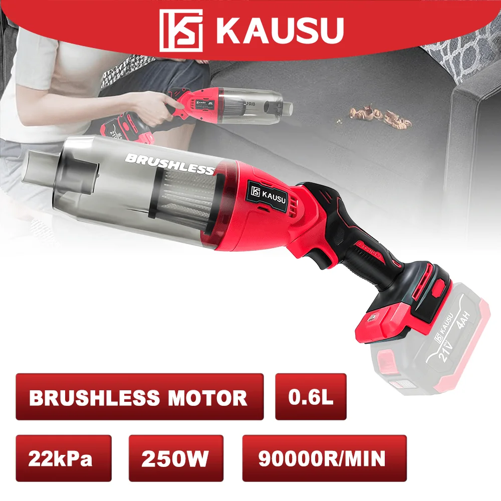 KAUSU Cordless Electric Vacuum Cleaner Portable Brushless Dust Collector Car Keyboard Dust Hair Cleaning Tool Makita 18V Battery