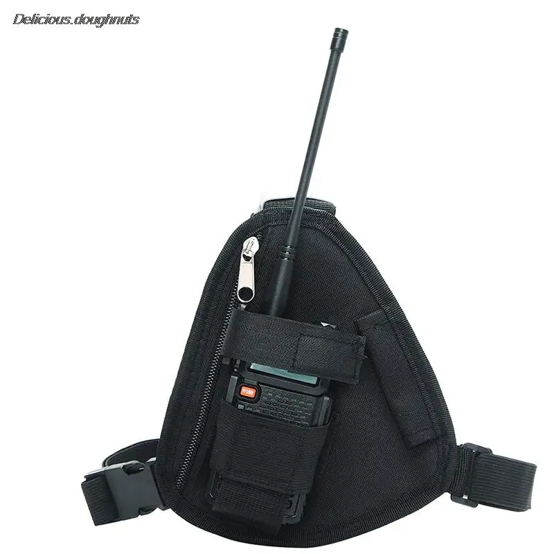 Triângulo ajustável Radio Harness Bag, Front Pack, Peito Pouch, Holster Carry Case para Walkie Talkie