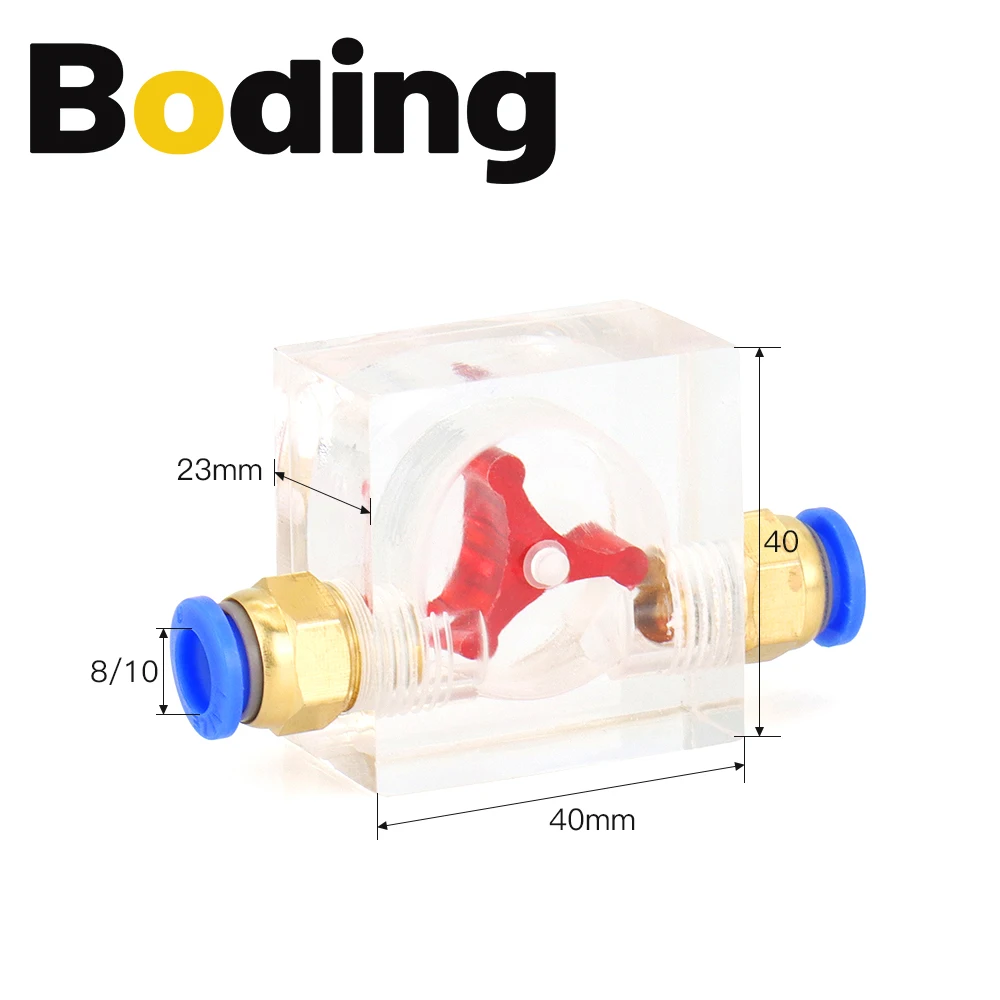 BODING Water Flow Meter Monitor Indicator G1/4 Spindle Motor Water-Cooled Water Path System Connected To 8mm Water Pipe