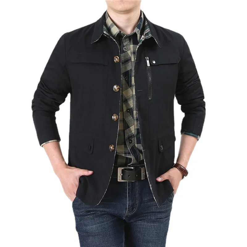 2024 Men Casual Jacket Autumn Spring Turn Down Collar Coats Mens Bomber Jacket Men's Fashion Streetwear Thin Coat chaquetas